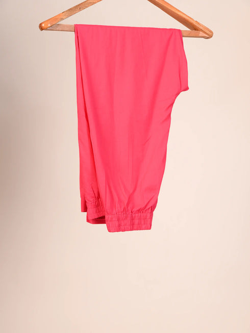 Pink Cotton Kurti With Mirror Work